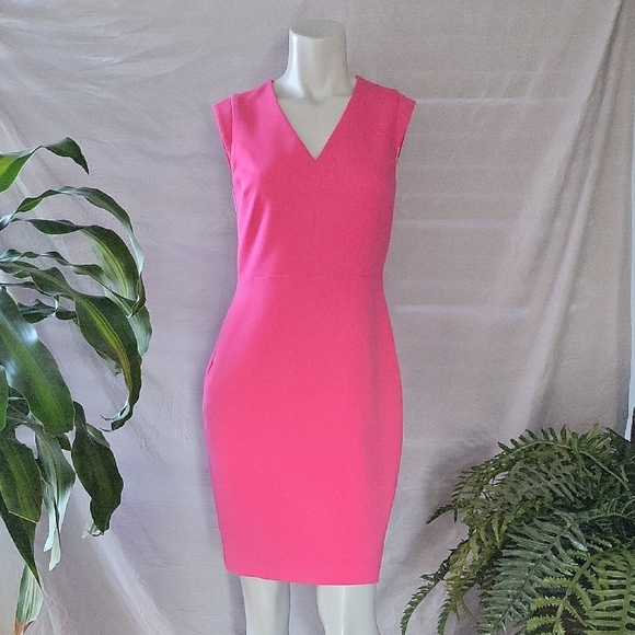Banana Republic Pink Business Casual Sleeveless Fitted Shift Dress Barbie Sz 2 - Picture 1 of 8